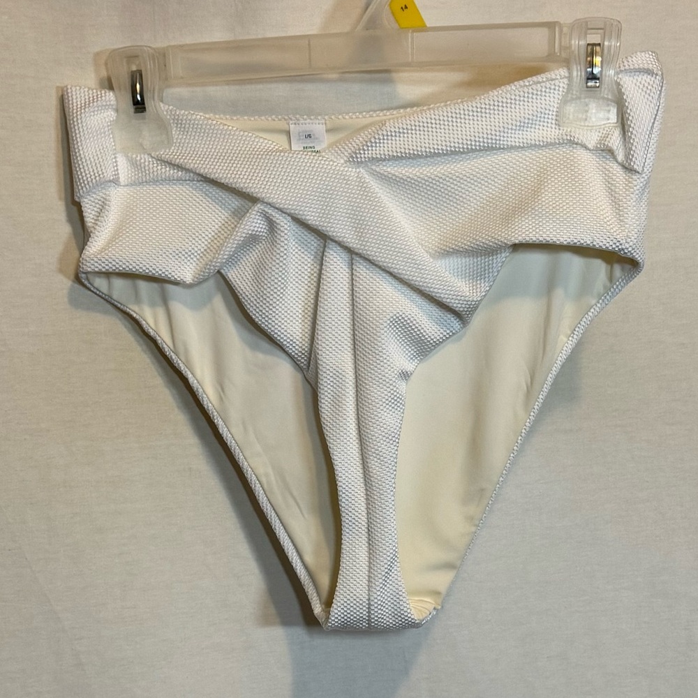 AA-280 Aerie NWOT High Cut Cheeky White Summer Swim Bikini Bottoms Size Lโ